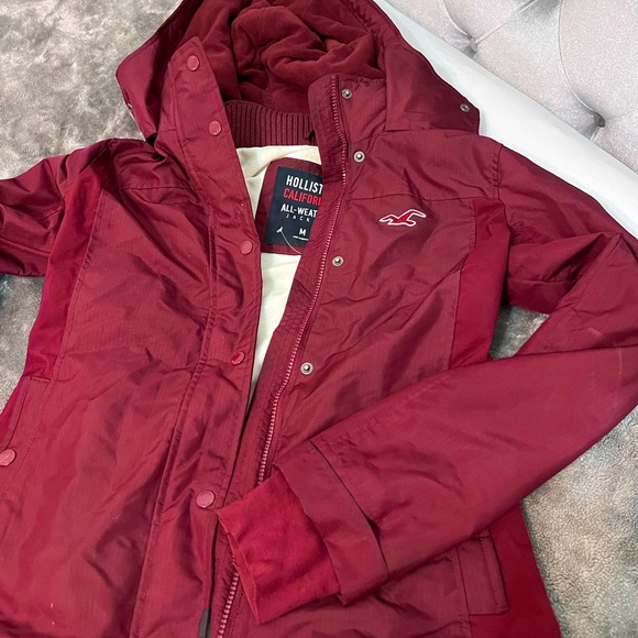 Hollister burgundy jacket Clearance